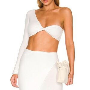 INDAH Lucas One Shoulder Twist Top in Ivory Size 2